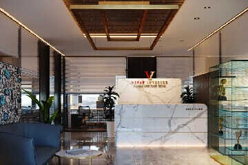 Stylish commercial office lounge and seating area interior design