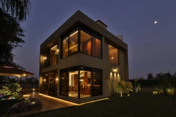 Modern residential villa open-plan living room interior
