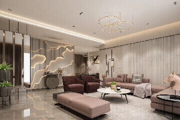 Spacious residential lounge and entertainment room design
